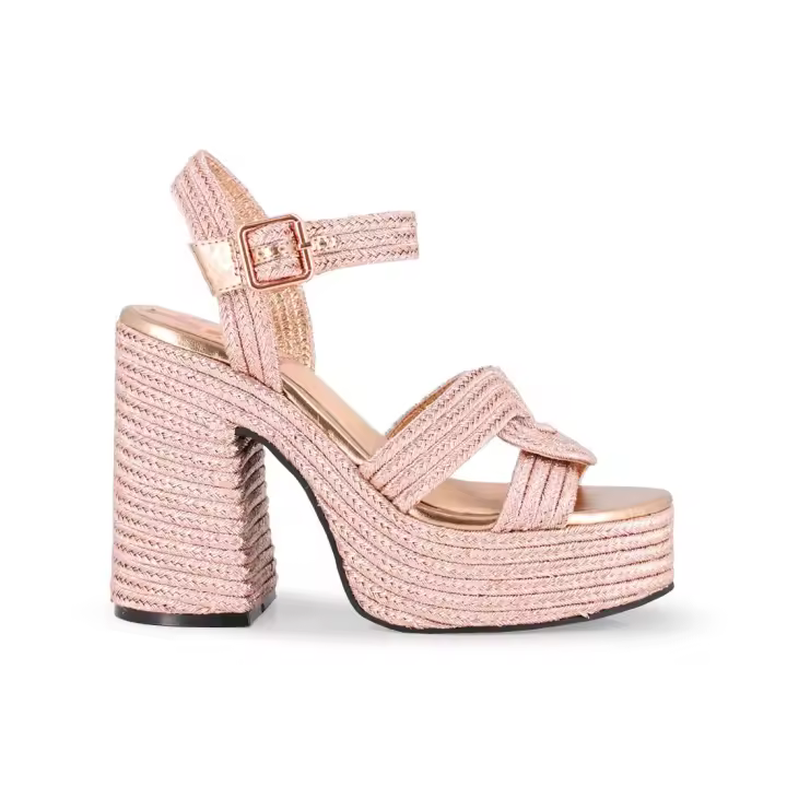 Blogger MASHA Sandalias de tacón con plataforma para mujer oro rosa en sintético 81429 - 1