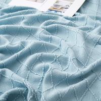 Manta De Terciopelo Texturizado Nórdico Para Sofá Y Decoración De Cama Con Borlas Manta De Viaje Azul Estilo Rústico Farmhouse - details 0