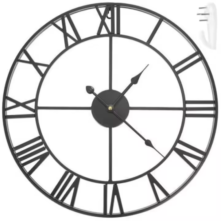 Reloj de Pared Retro en Negro y Negro para Decoración y Iluminación Estilo Vintage con Diseño de Conchas y Estrellas de Mar - 1