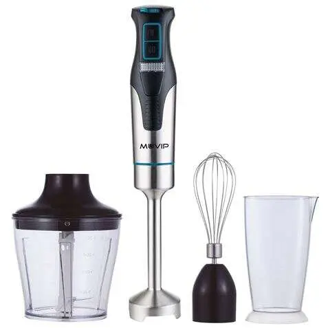 Muvip batidora de mano inox 1200w + accesorios - 2 velocidades - control de velocidad - cuerpo de acero inoxidable - 1