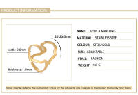 Anillo Abierto De Acero Inoxidable Con Mapa De Africa En Color Dorado Para Mujeres Y Niñas Joyería Étnica Cultural De Moda Regalo - details 4