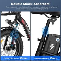 Bicicleta eléctrica Fafrees F20 Max Neumático ancho de 20 * 4.0 pulgadas Motor sin escobillas de 500 W Velocidad de 25 km / h Batería de celda Samsung extraíble de 48 V 22.5 Ah Frenos de disco delanteros y traseros Shimano Engranaje de 7 velocidades Bicic - details 8