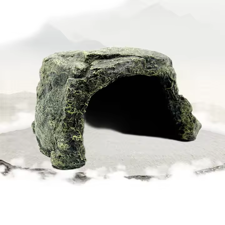 Plataforma De Baño Para Tortuga De Resina Decoración De Jardín Y Terrario Agujero De Escondite Para Reptiles Adorno De Piedra Artificiales - 1
