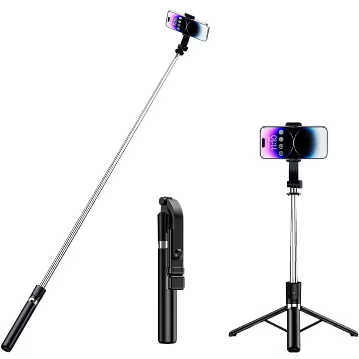FGNS Palo para Selfie y trípode, Trípode para Smartphone y camara de accion, con Mando a Distancia Bluetooth, Palo para Selfie Trípode Ajustable de 19.2-100 cm, Soporte Giratorio de 360° para movil. - 1