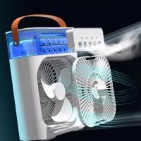 Ventilador portátil de aire acondicionado, enfriador de aire alimentado por USB, humidificador, 7 LED, pequeño con 3 velocidades, ventilador de refrigeración ultrasilencioso para familia, viajes, - details 2