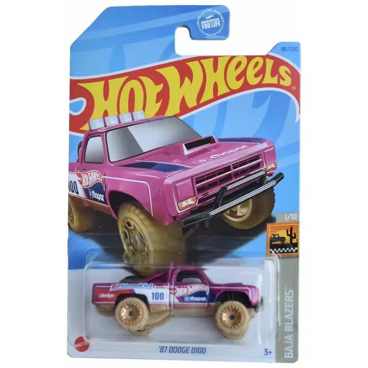 HOT WHEELS - BAJA BLAZERS - '87 DODGE D100 (181/250) - DARK PINK, HW181_ASS1, TIENDA CON LICENCIA OFICIAL - 1