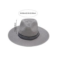Sombrero De Paja Para Hombre Y Mujer Sombrero De Playa Jazz Panama Fedora Con Alas Anchas Protección Solar Para Viajes Y Ocio - details 2