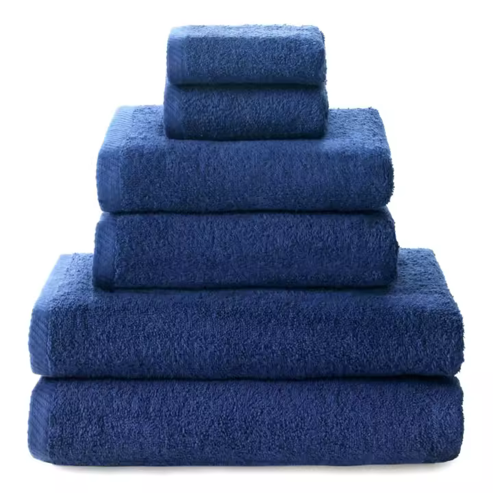 Set 6 Toallas piezas: 2 bidet + 2 manos + 2 baño color marino, El mejor textil hogar para tu casa Fijalo - 1