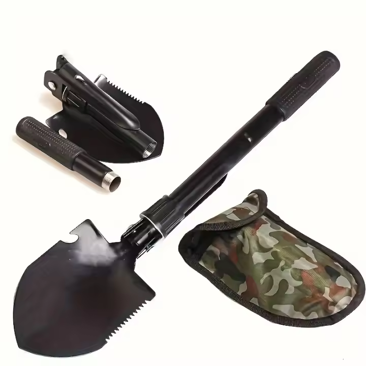 Shovel Multifuncional Plegable 4-en-1 Para Supervivencia Al Aire Libre Y Camping Durable Acero Inoxidable Con Sierra Y Abrebotellas - 1
