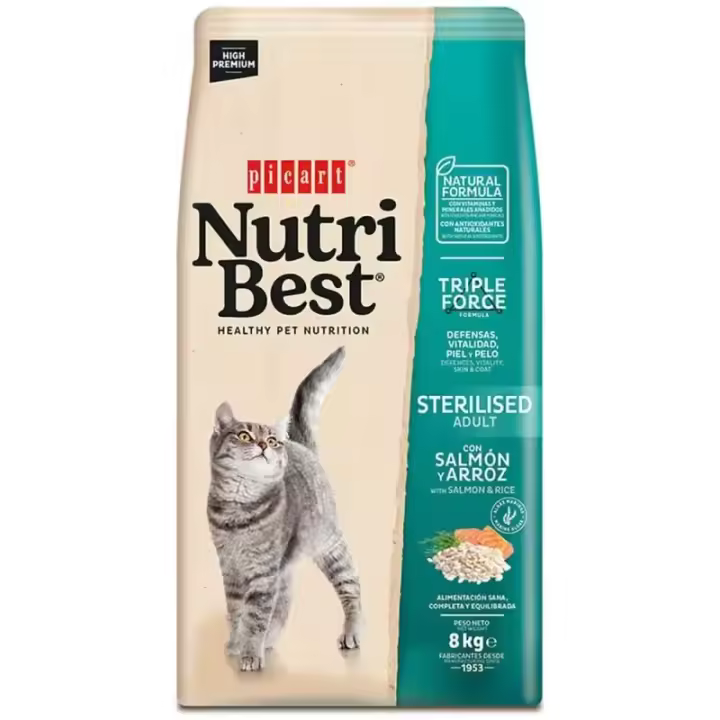 Picart Nutribest Cat Adulto Sterilised Salmón & Rice 8 Kg - 1