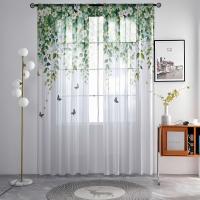 2 Piezas Cortinas De Ventana Decorativas Con Estampado De Planta Y Mariposa HD Digital Para Estilo Rústico Dormitorio Y Sala De Estar - details 3