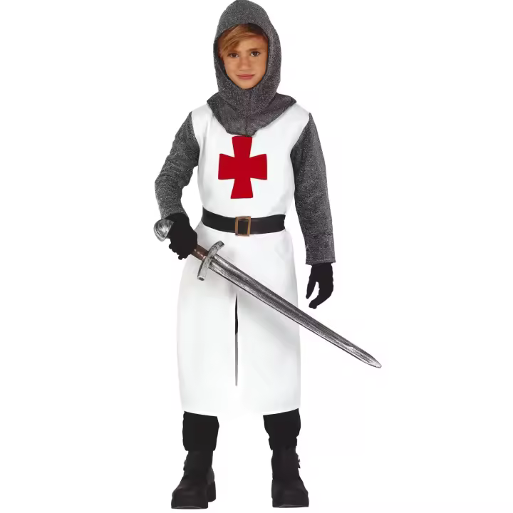 Disfraz Medieval Templario Guirca para Niños con Capucha y Cinturón - 1
