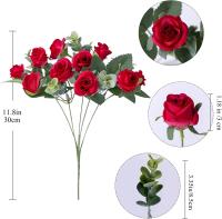 10 Cabezas De Flor Artificial Rosa De Seda Con Hojas De Eucalipto Y Peonía Para Decoración De Mesa Boda Vaso Hogar - details 13