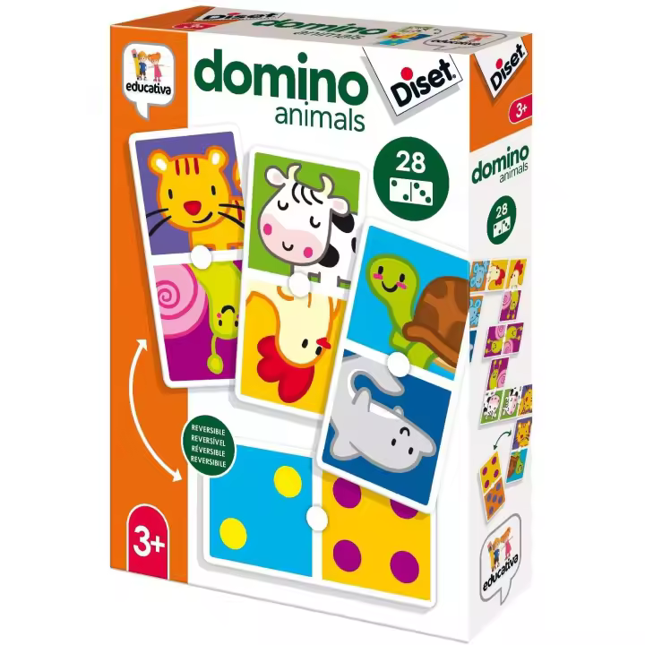 Diset - Dominó de animales y puntos. Reversible. - 1