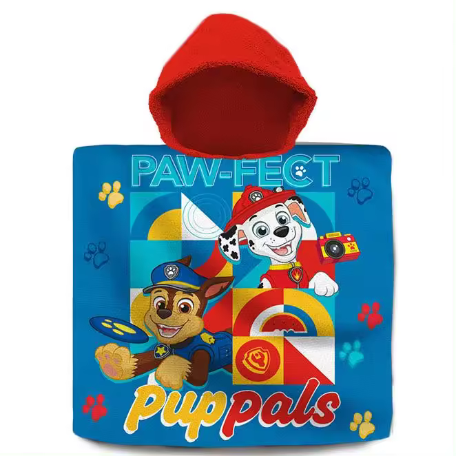 PONCHO DE ALGODON 60X120CM PAW PATROL PW19924 MARCA KIDS LICENSING - 1