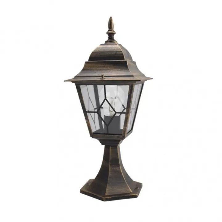 FABRILAMP Farol Sobremuro Exterior Aluminio Bootes 1xe27 Negro/Oro 44x18,5x18,5 Cm IP4 - 1