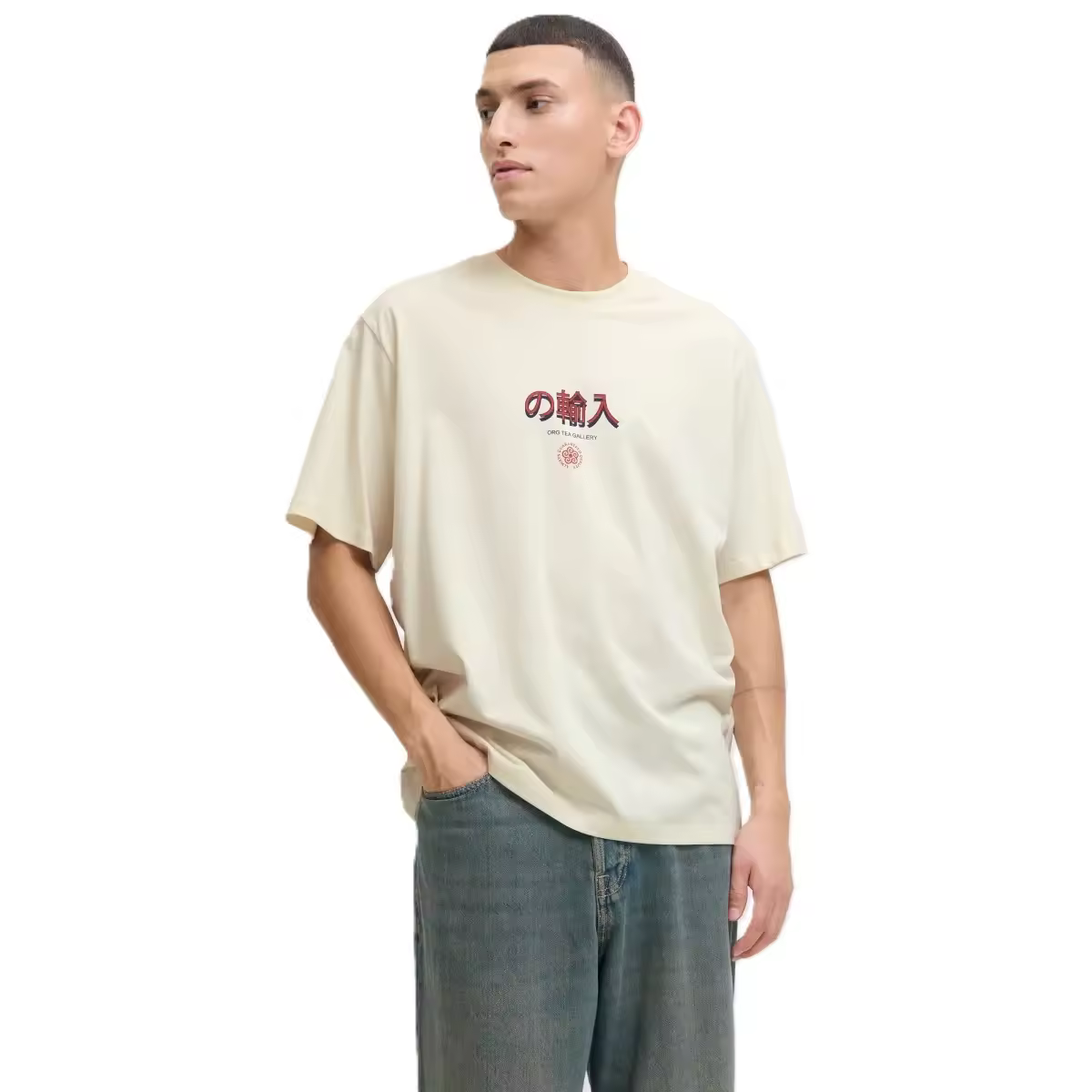 Camiseta Jack & Jones 12283974 Southeast beige (Antique White) - details 1