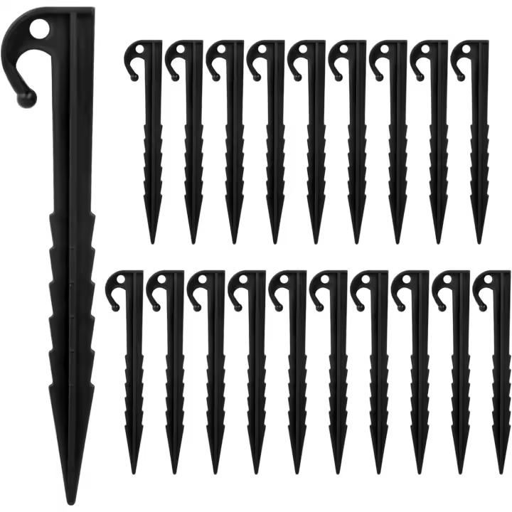 20 clavijas de plástico para carpas, clavos de plástico resistentes para carpas, estacas de plástico para carpas, clavijas de plástico para el suelo, clavijas para carpas de suelo duro, clavijas de tornillo para carpas para acampar - 1