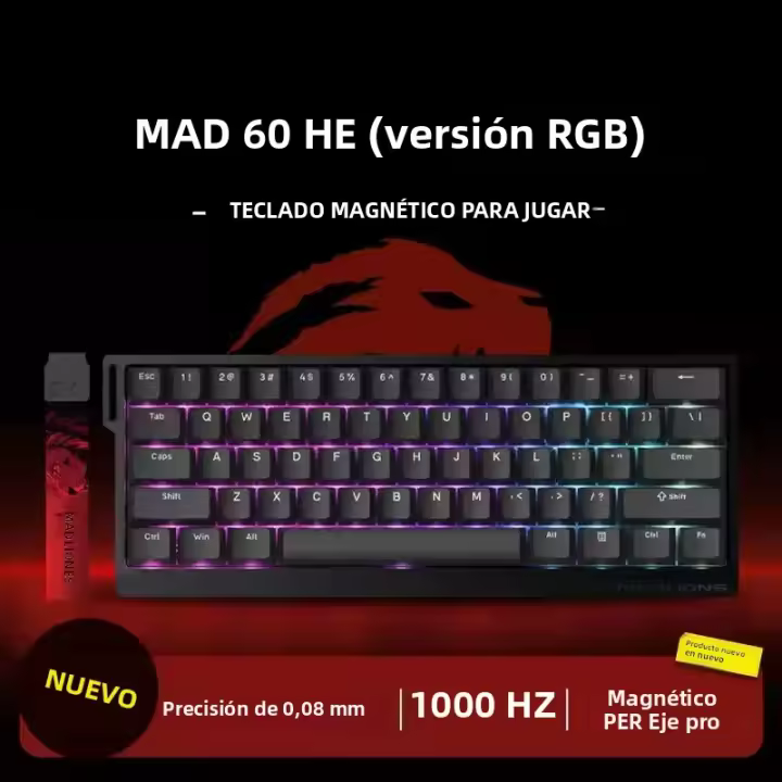 Teclado De Juego Mad60/68 Con Interruptores Magnéticos 61/68 Teclas Latencia Baja Intercambio Calor Completo Regalo De Navidad Para Niños - 1