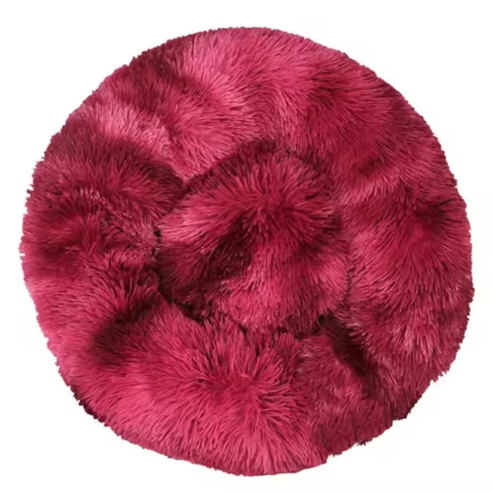 Cama para gatos, cojín suave, suave y lavable para perros y gatos (rojo vino teñido anudado, 50 cm), Sunny - 1