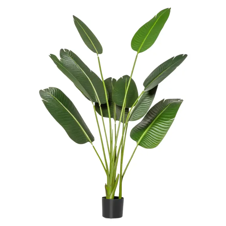 HOMCOM Planta Artificial Bananera de 160 cm con Maceta y 10 Hojas Realistas Planta Tropical Sintética para Decoración en Interior y Exterior Oficina Hogar Verde - 1