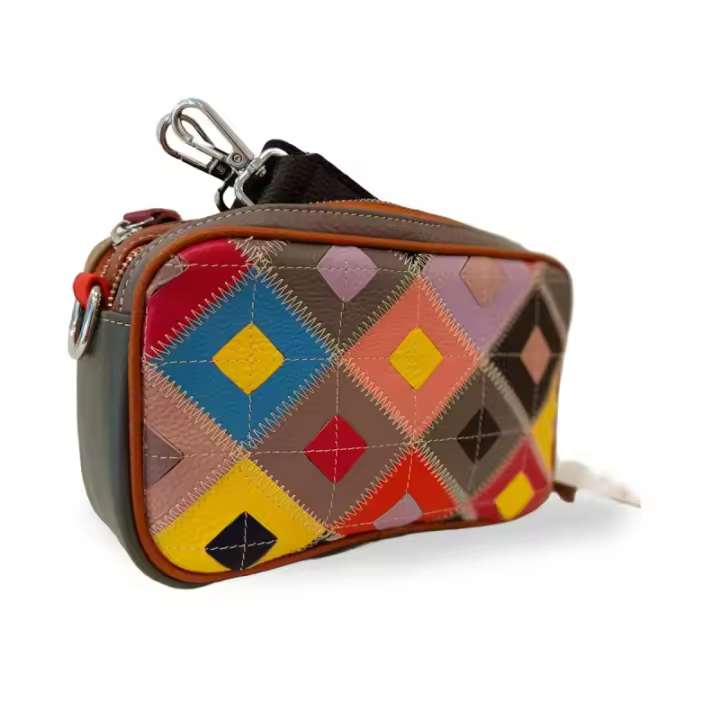 Bolso de piel - Bandolera Multicolor con bolsillo trasero y dos compartimentos  Mujer - 1