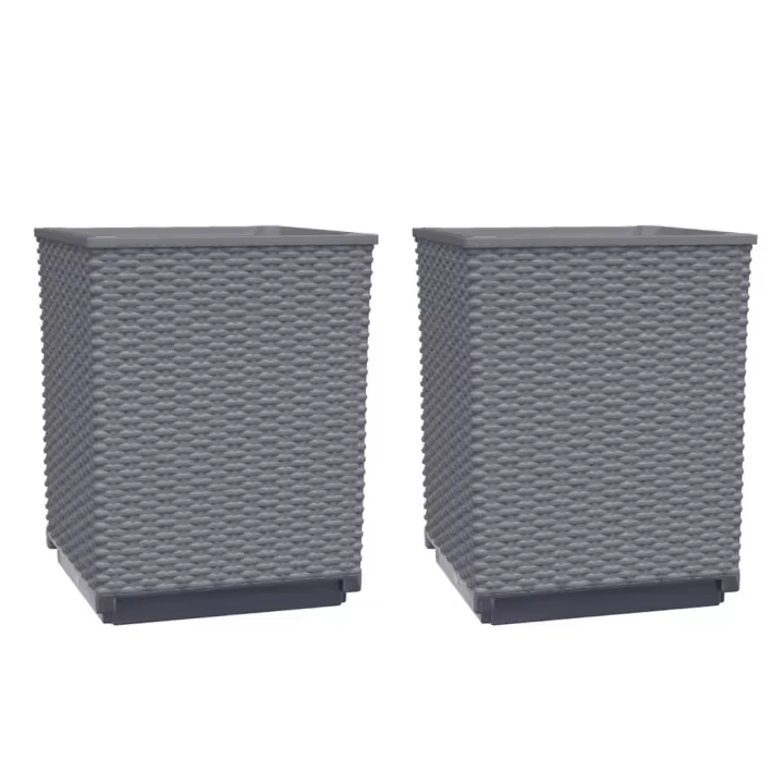 vidaXL Jardineras 2 unidades polipropileno 30x30x37 cm Color Gris oscuro,  Gris claro,  Negro y mas - 1