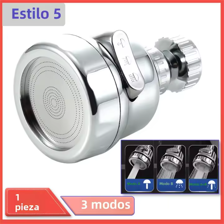 Adaptador De Grifo Universal 2/3 Modos Con Filtro Rotación 360 Graus Extensión De Grifo Ahorro De Agua Rojo/Blanco/Azul - 1
