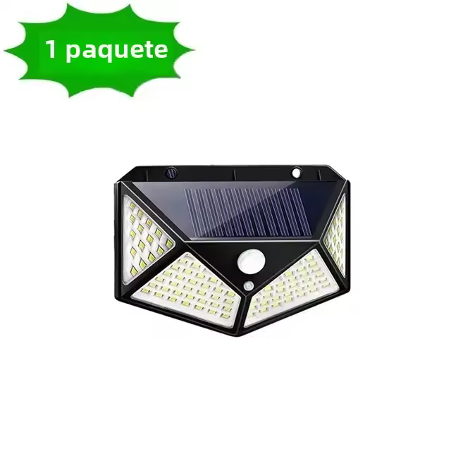 Lámpara De Pared Solar Con Sensor De Movimiento 100 LEDs 4 Lados Luz Exterior Impermeable Para Jardín Y Courtyard Moderno - 1