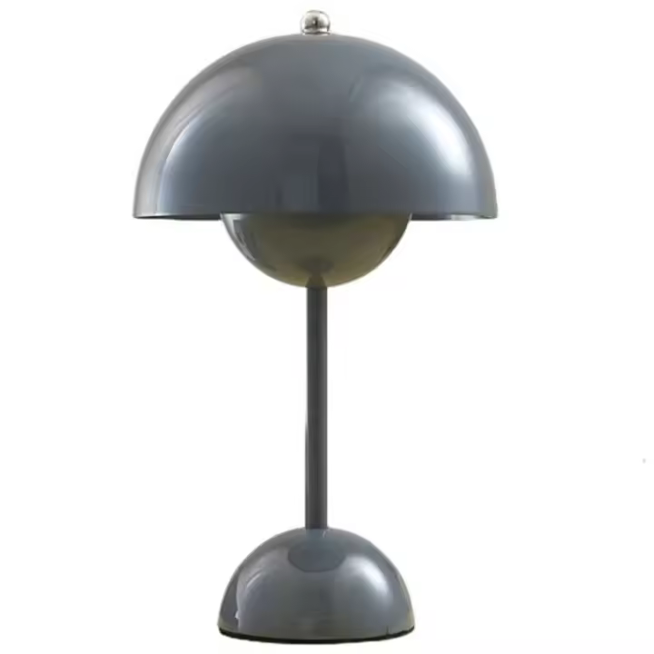 Lámpara de Mesa Moderna con Champiñones Lámpara de Mesa LED Retro en Color Gris Medio Producto con Batería y Componentes de Iluminación - 1