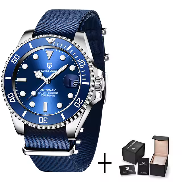 Reloj Mecánico PAGANI DESIGN Para Hombre Cristal De Zafiro Resistente Al Agua Acero Inoxidable Deportivo Lujo Automático Con Calendario Completo Y Luz Nocturna - 1