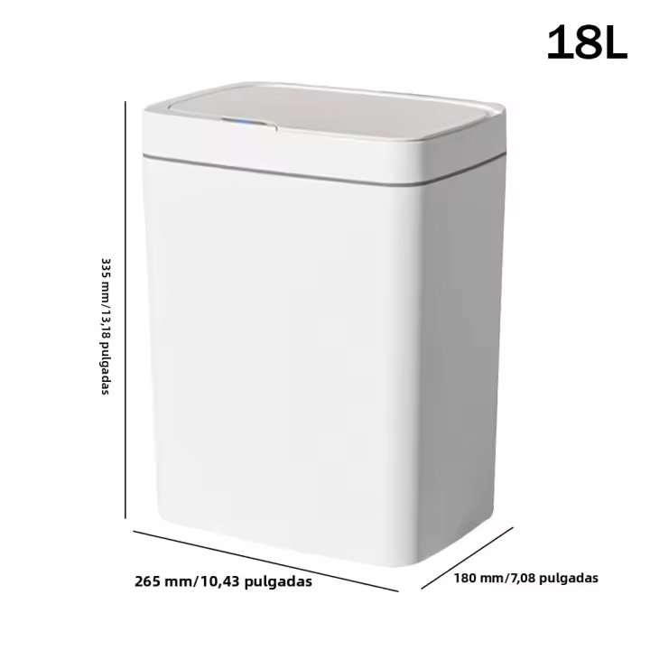 Bandeja De Basura Inteligente 15/18L Con Sensor Automático Y Sensor De Movimiento Silencioso Y Resistente Al Agua Para Cocina Baño Dormitorio - 1