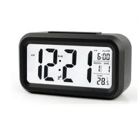 Reloj De Alarma Digital LCD Con Calendario Y Termómetro Reloj De Escritorio De Plástico Para La Casa Sin Dispositivo Inteligente - details 1