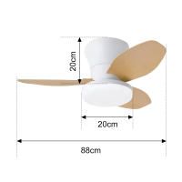 Hola LED Ventilador de Techo RXFL8001 -880mm, Luz LED Regulable 40w, 3000K-6000K,Blanco/Madera Clara - details 2