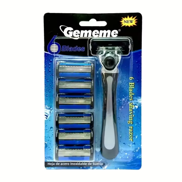 Afeitadora Manual Para Hombres Con 6 Capas De Cuchillas Herramienta De Eliminación De Pelo Facial Afeitadora De Seguridad - 1
