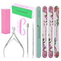 Set De Manicura 10 Piezas Incluye Cuticle Pusher Clippers Archos De Uñas Linterna De Uñas Herramienta De Lijado Y Limpieza Para Cuidado De Uñas - details 0