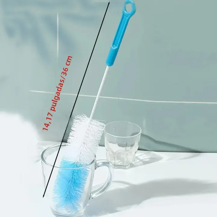 Cepillo De Limpieza Para Vajilla Con Mango Largo Herramienta De Limpieza Para Botellas De Leche Y Tés Sin Electricidad Necesaria PP - 1