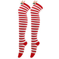 Novena Medias Navideñas Decorativas De Muñeca Calcetines De Pierna Sobre La Rodilla Estampado De Ciervo Y Rayas Para Mujer - details 23