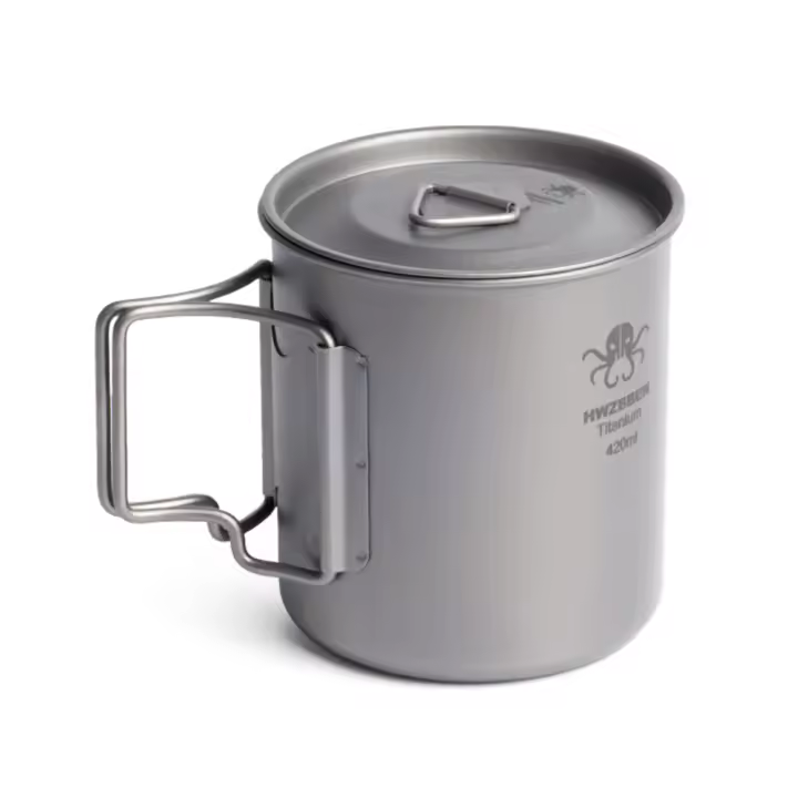 Taza De Titanio 420ml Con Manijas Plegables Para Camping Pesca Senderismo. Vaso Ligero De Agua Para Mochilas - 1