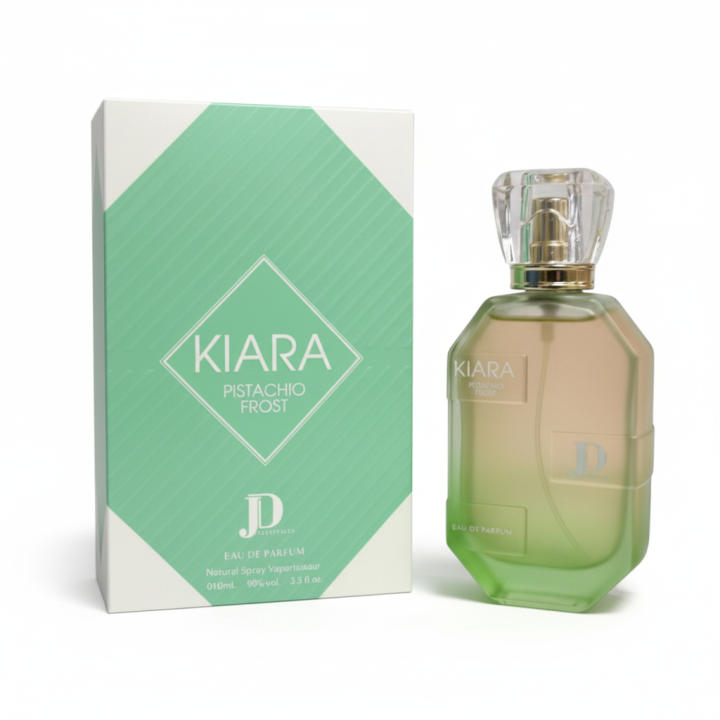 Perfume unisex Kiara Pistachio Frost Eau de Parfum, fragancia suave y cremosa con un toque dulce y fresco, ideal para el uso diario. Aroma equilibrado y agradable. Presentado en frasco original con estuche. 🚚 Envíos a España 24/48 horas.
