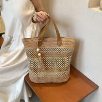 Bolso De Hombro De Paja Para Mujer De Verano De Alta Calidad Bolso De Viaje Hecho a Mano Gran Capacidad De Bolsas De Playa Estilo De Cesta Con Cierre De Cremallera - details 12
