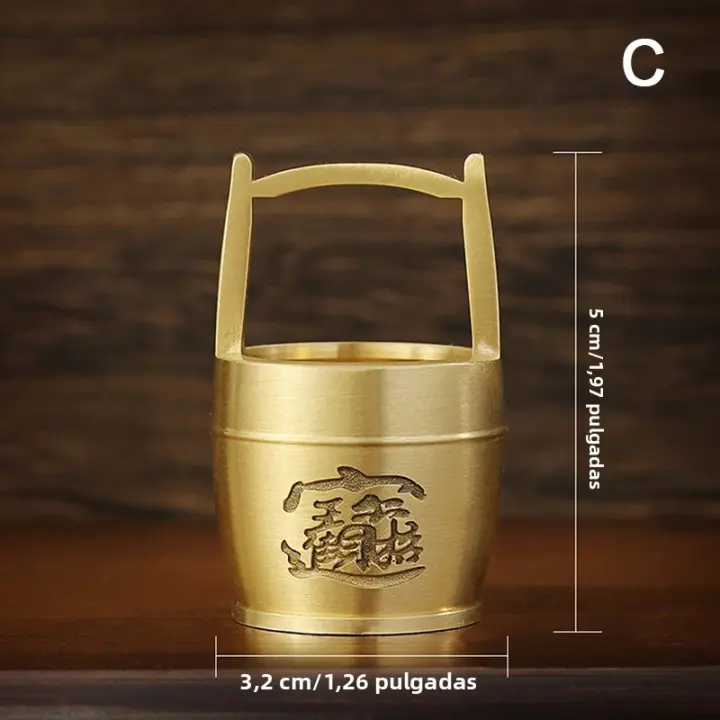 1Pieza Olla De Latón Pura Ornamento De Oro Suerte Feng Shui Decoración Para Escritorio Del Hogar Regalo Figura De Metal Sin Ingotos - 1