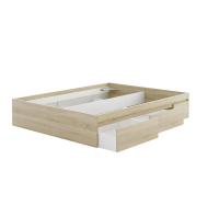 Meimon Cama KENDRA para colchón de 150x190 cm con estructura de melamina en acabado Roble Canadian, 4 cajones inferiores con ruedas ocultas, escuadras metálicas para soporte de somier (no incluido), cantos PVC, interior blanco - details 1