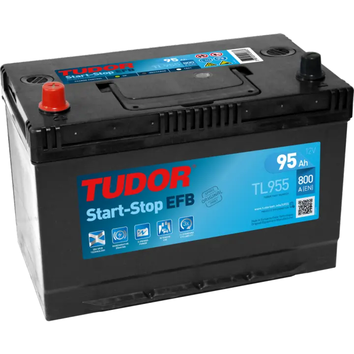 Batería de coche Tudor TL955 Start-Stop EFB. Tecnología EFB. 12V - 95Ah/800A (EN) Caja D31 - 1