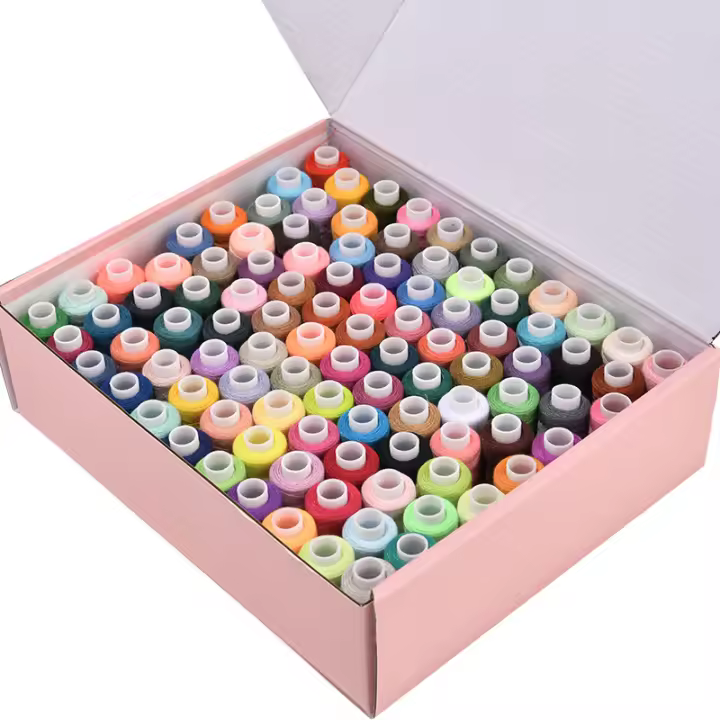 Juego De Hilo De Costura De Poliéster Sólido Para Máquina De Coser Y Manualidades 402 Colores Caja De Agujas Resistente Para Reparación De Ropa Y Patchwork - 1