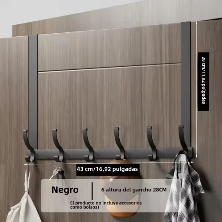 HelloYoung Portapecos De Puerta Con 6 Gancho, Gancho De Puerta Sobre La Puerta Y Soporte De Pared Para Colgar Ropa Sombrero Toalla Estilo Moderno Material Metálico - 1