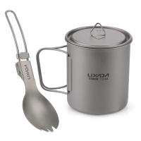 Lixada Juego De Cocina Ultraligero De Titanio 300ml/350ml/420ml/550ml/650ml/750ml Con Cuchara Plegable Para Camping Incluye Vaso Y Comedor - details 1