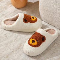 Zapatillas De Casa Para Mujer Lucyever Con Patrón De Oso Suaves Y Cálidas De Peluche Antideslizantes Para Interior Invierno - details 9