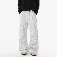 Pantalones De Mezclilla Casuales Para Hombre Con Diseño De Dobladillo Ancho Y Múltiples Bolsillos Jeans De Moda Con Cierre De Cremallera Y Estilo Callejero Diario - details 6