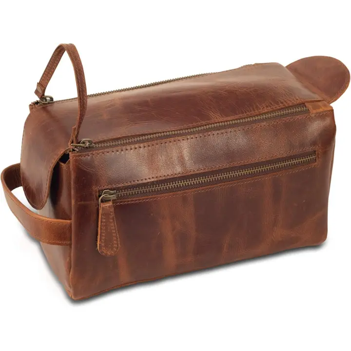 Neceser de viaje grande para hombre y mujer - Neceser de viaje para hombre - Neceser de piel para hombre - Neceser de afeitado - Neceser de piel de búfalo flor, neceser organizador de artículos de tocador - 1